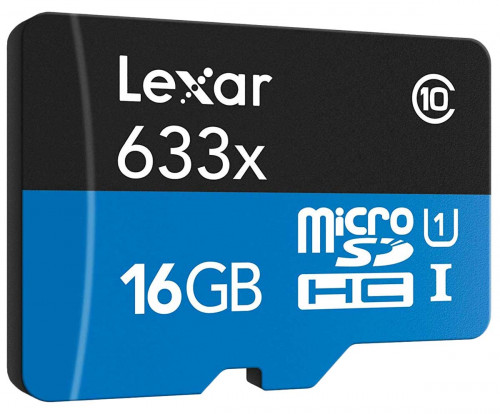 Карта памяти Lexar microSDHC Memory Card 16Gb UHS-I U1 + SD Adapter