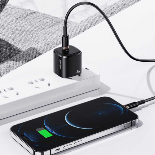 Зарядное устройство USAMS US-CC124 T36 20W Single Port Mini Fast Charger (EU) Black