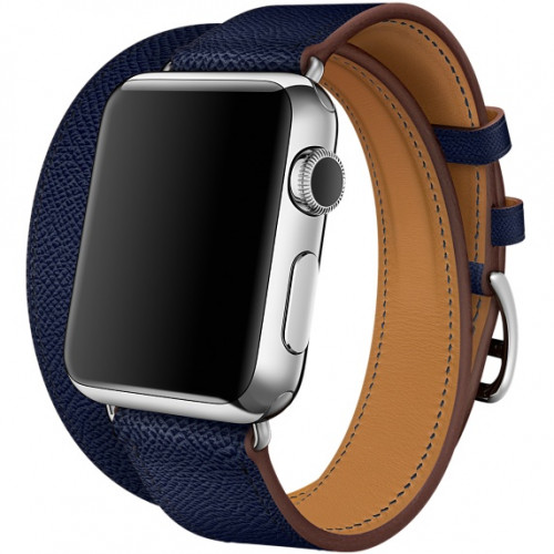 Ремешок кожаный HM Style Double Tour для Apple Watch 42/44 mm Темно-Синий
