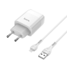 Сетевое зарядное устройство HOCO C72A Glorious 1xUSB, 2.1А USB кабель Lightning 8-pin, 1м (белый) Сетевое зарядное устройство HOCO C72A Glorious 1xUSB, 2.1А USB кабель Lightning 8-pin, 1м (белый)