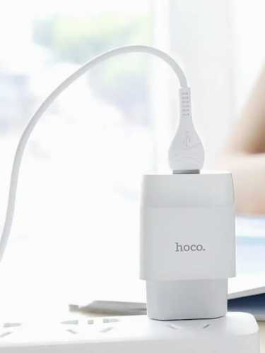 Сетевое зарядное устройство HOCO C72A Glorious 1xUSB, 2.1А   USB кабель MicroUSB, 1м (белый)