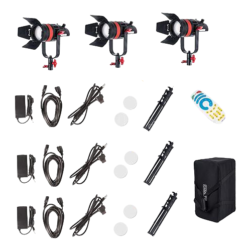 Комплект осветителей 3шт CAME-TV Boltzen Q-55S (3200-5600K) Fresnel Focusable + стойки