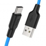 Кабель USB  HOCO X21 Plus Silicone Type-C, 3А, 1м, силикон (синий/черный)