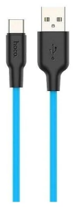 Кабель USB  HOCO X21 Plus Silicone Type-C, 3А, 1м, силикон (синий/черный)