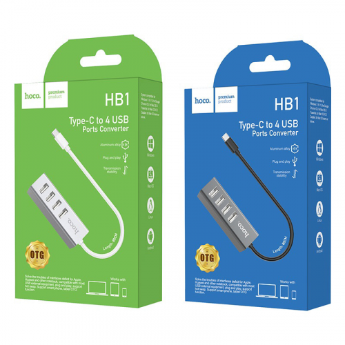 USB разветвитель HOCO HB1 4хUSB (серебро)